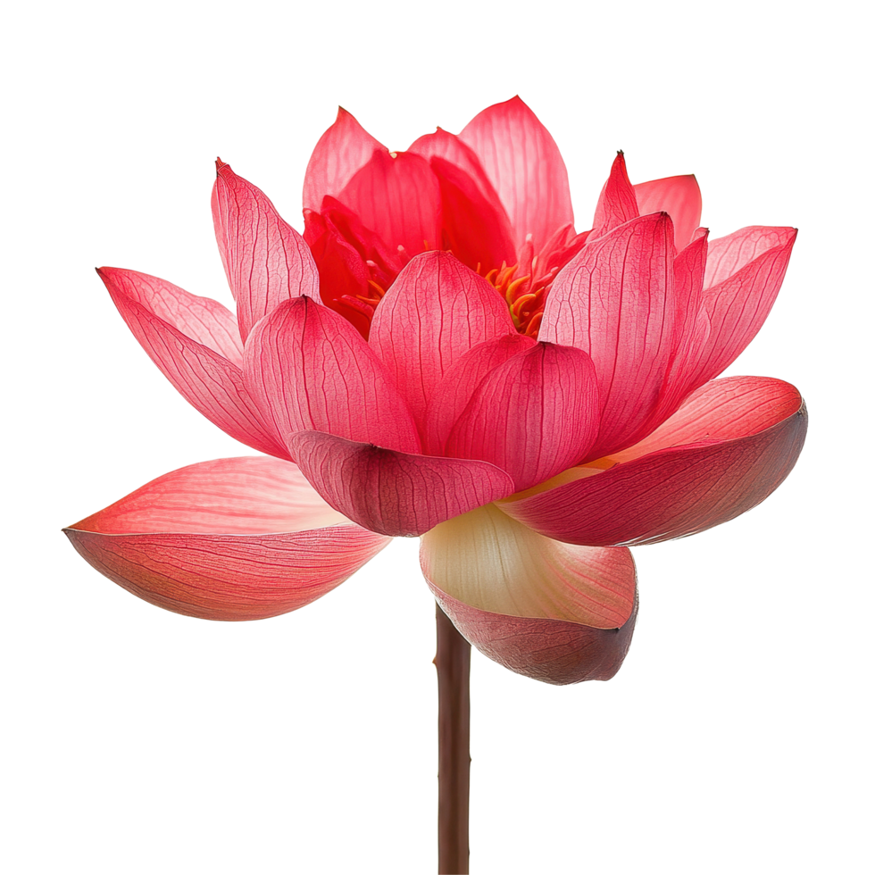 Closeup of a vibrant red royal lotus flower highlighting intricate petal details, Closeup image a red royal lotus flower in Transparent background file on background png