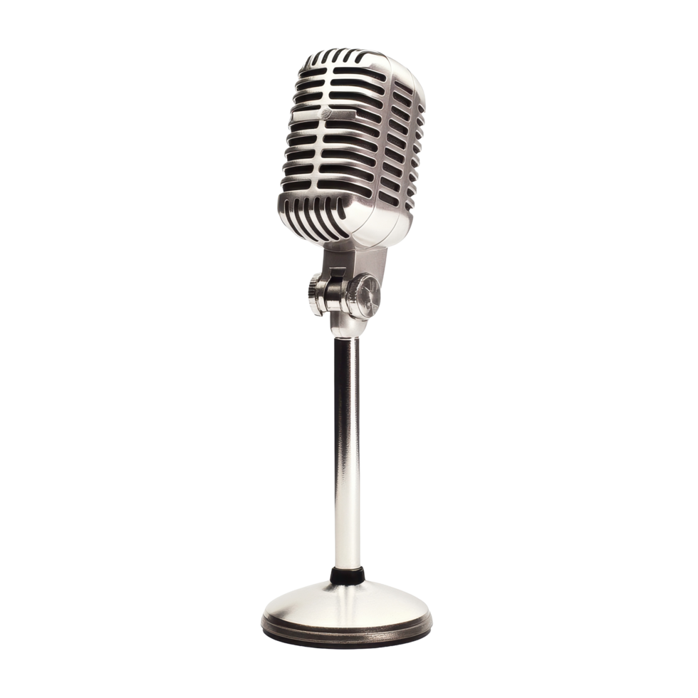 Retro microphone isolated on a Transparent background for vintage music and recording themes, Retro microphone isolated. realistic background png