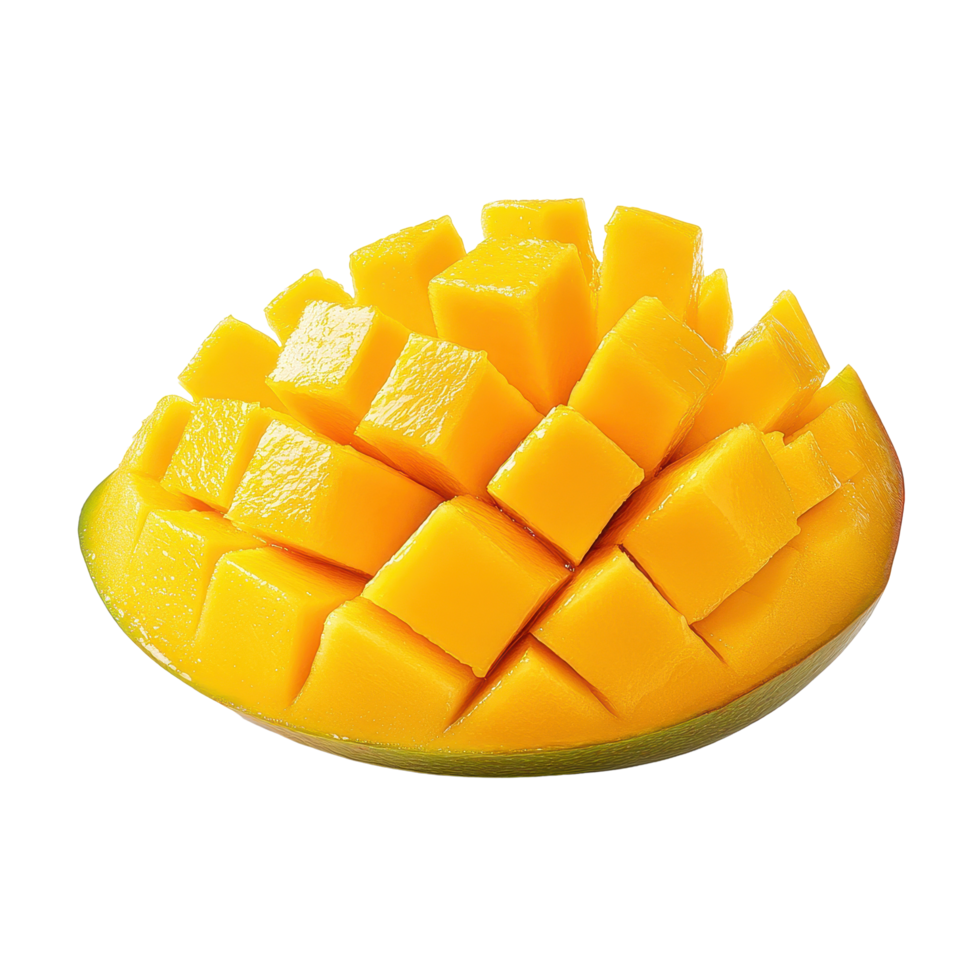 Fresh mango slice arranged artfully on a clean Transparent background for culinary presentation, mango sliceisolated on background png
