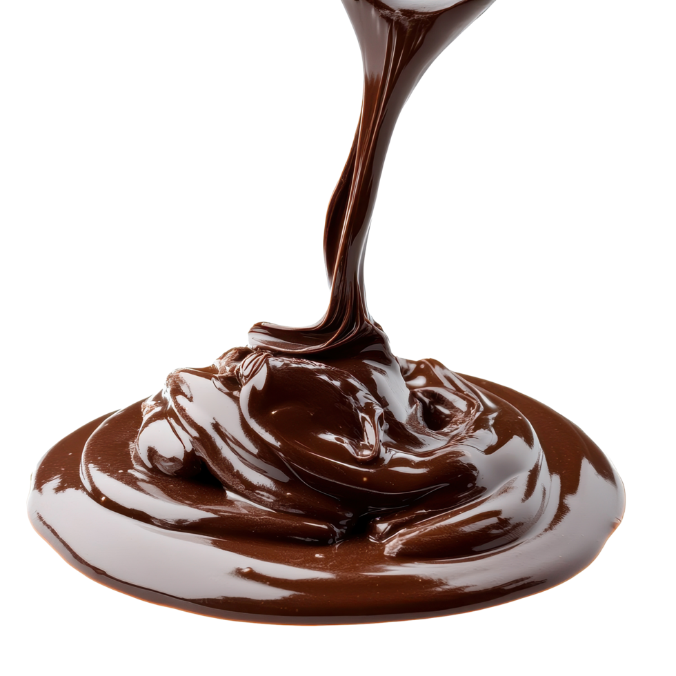 Flowing chocolate creates a rich cascade on a white background for dessert inspiration, Flowing chocolate isolated on white background png
