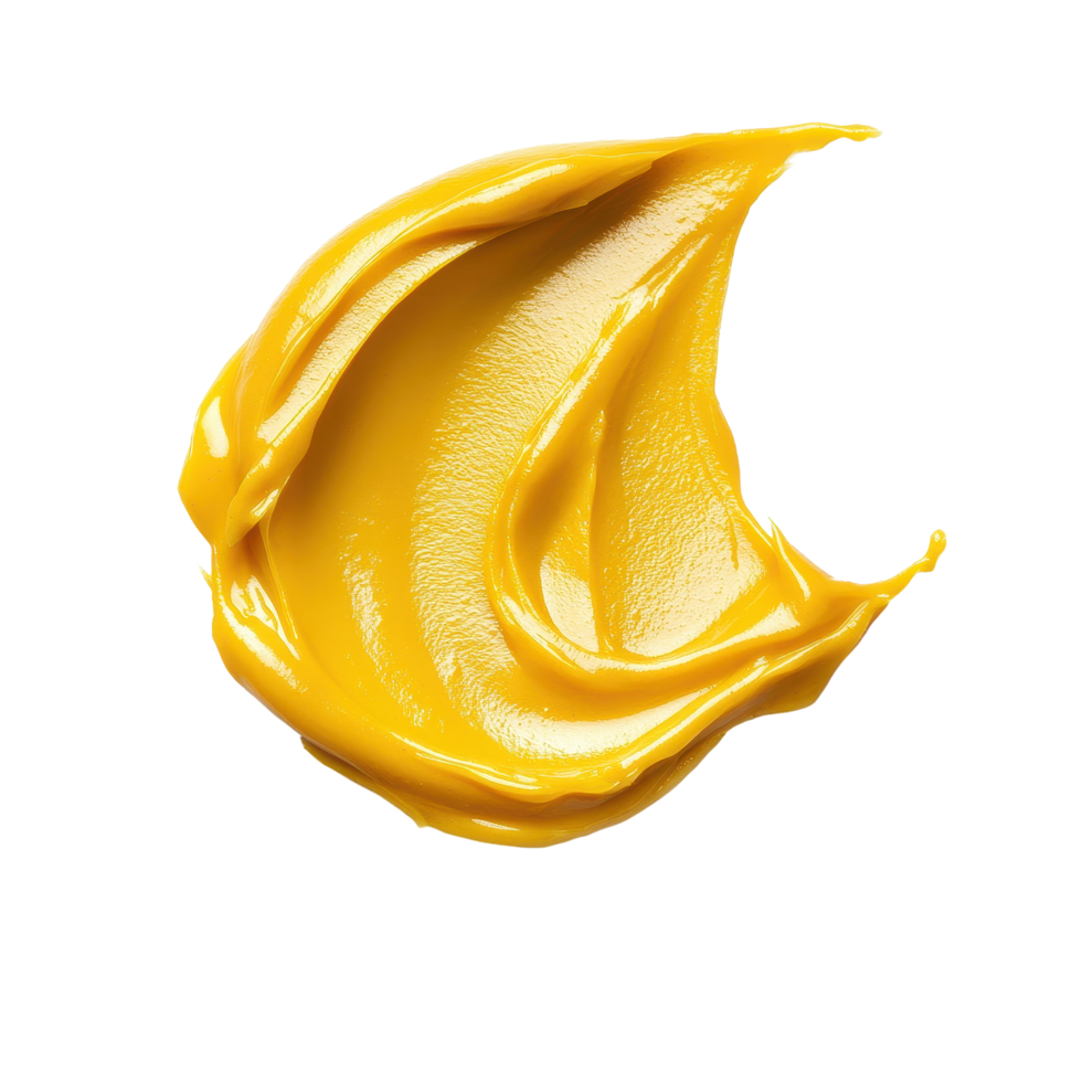 Dijon mustard smear exhibits a smooth and vibrant texture on a clean Transparent background, Dijon mustard smear isolated on background png