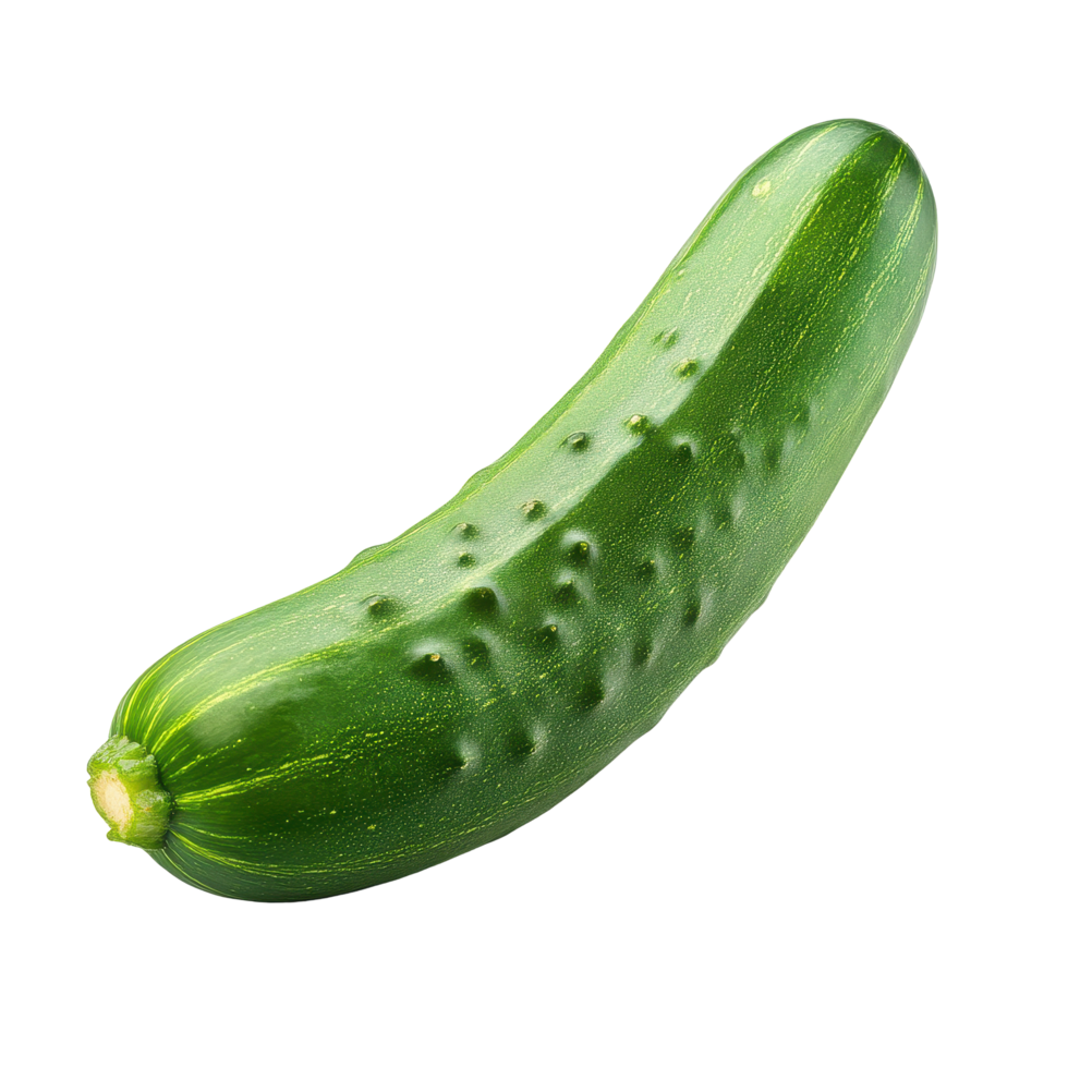 Fresh cucumber isolated on Transparent background showcasing its vibrant green color and smooth texture, cucumber isolated on background png