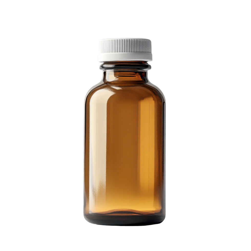 Brown medicine bottle isolated on Transparent background with a secure cap for safe storage and handling, Medicine bottleisolated on backgroundbackground png