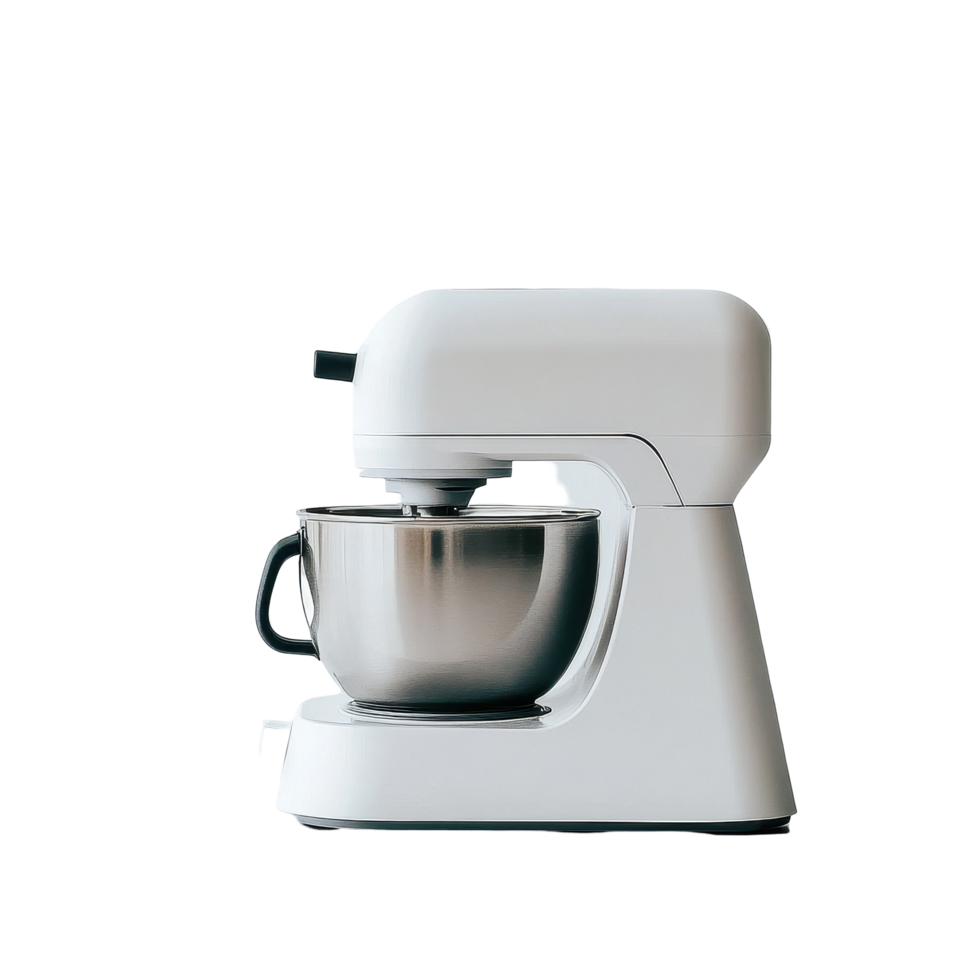 Modern kitchen mixer with metallic bowl on a clean Transparent background designed for baking and cooking tasks, Kitchen mixer isolated on a background png
