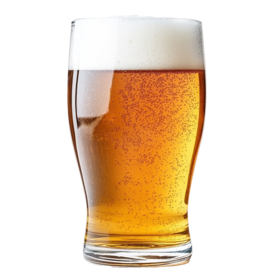 Refreshing pint of beer with frothy head isolated on Transparent background, pint beer isolated on background png