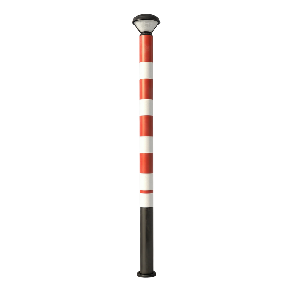Traffic pole with red and white stripes isolated on Transparent background with focus on design and structure, Traffic pole isolated on background png