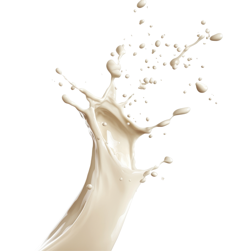 White chocolate splash creating dynamic patterns against a plain background, White chocolate falling milk splash isolated on Transparent background png