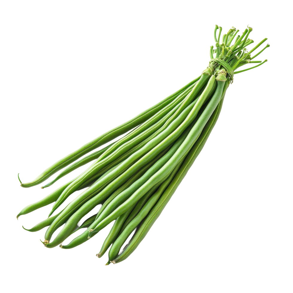 Fresh long beans on a Transparent background showcasing their vibrant green color and unique shape, Long beans isolated on background png