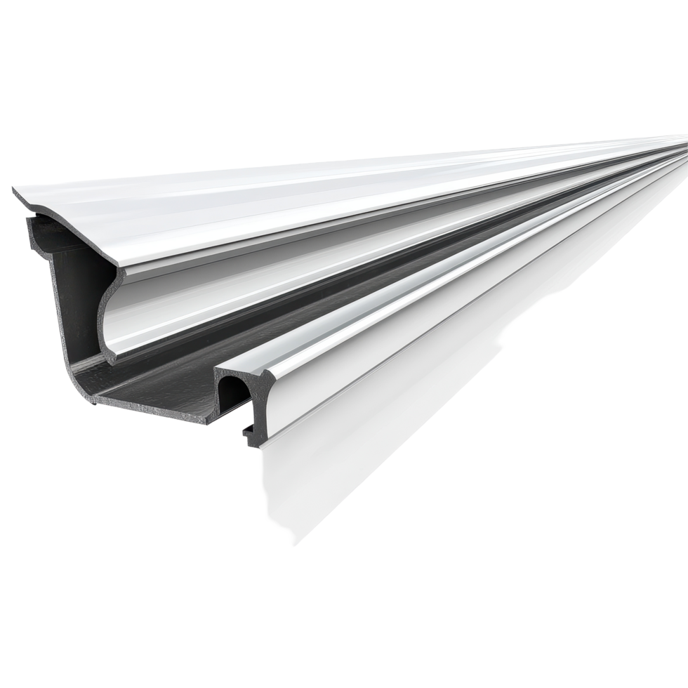 High quality rain gutter section displayed on a clean Transparent background for construction and home improvement projects, Rain gutter section isolated on background png