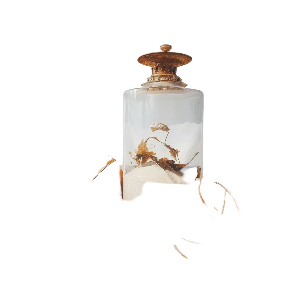 Artistic display of shells and timers on a sandy beach featuring a glass jar and orange buoy, The Sands Time, Transparent background png
