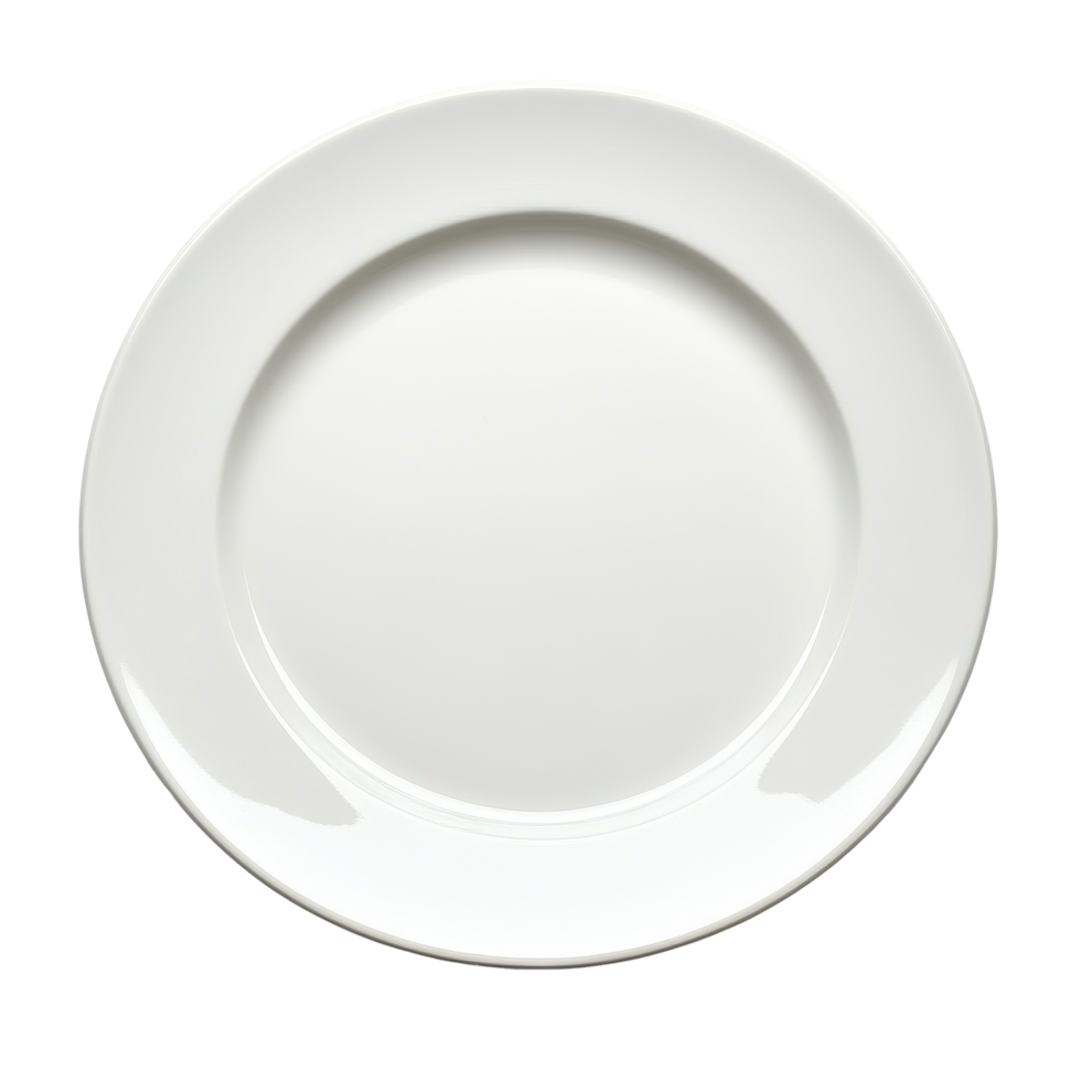 White plate isolated on a clean Transparent background for minimalist presentation and food styling, Plate isolated on background png