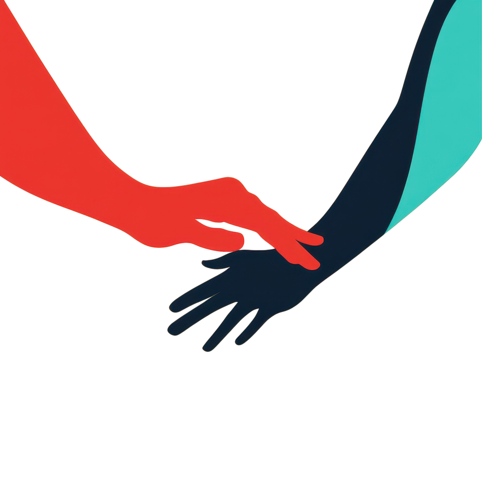Hands reaching out to each other symbolize support and connection in a vibrant and uplifting manner, Two hands helping another. People helping concept png