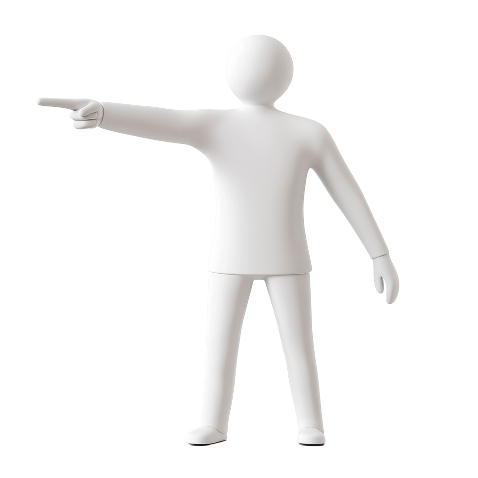 Man pointing in a minimalist design against a Transparent background, pointing man minimalist simple 3d isolated on background png