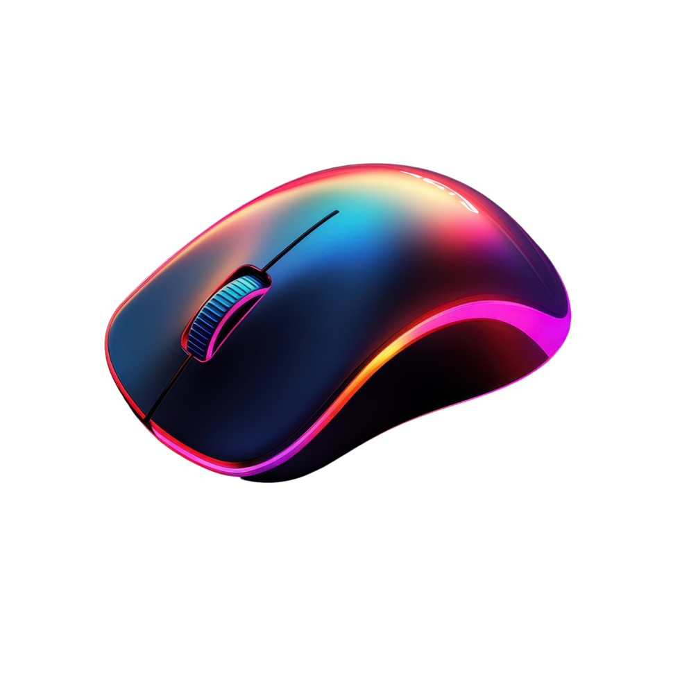 Colorful computer mouse with an artistic glow showcasing modern design elements, Computer Mouse png