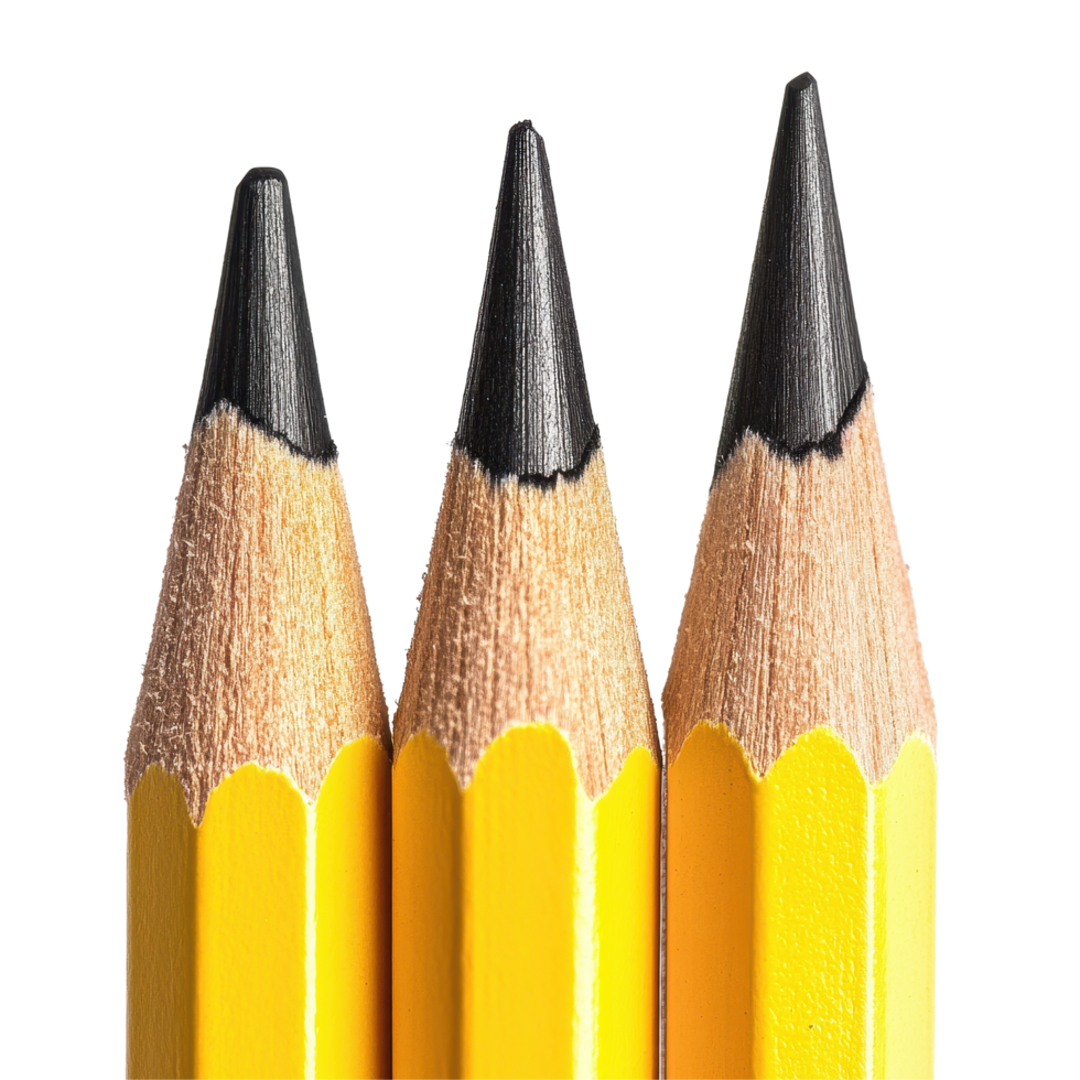 Colorful pencils arranged in a row on a plain white surface showcasing sharp tips and vibrant hues, Outstanding Pencils isolated on Transparent background png
