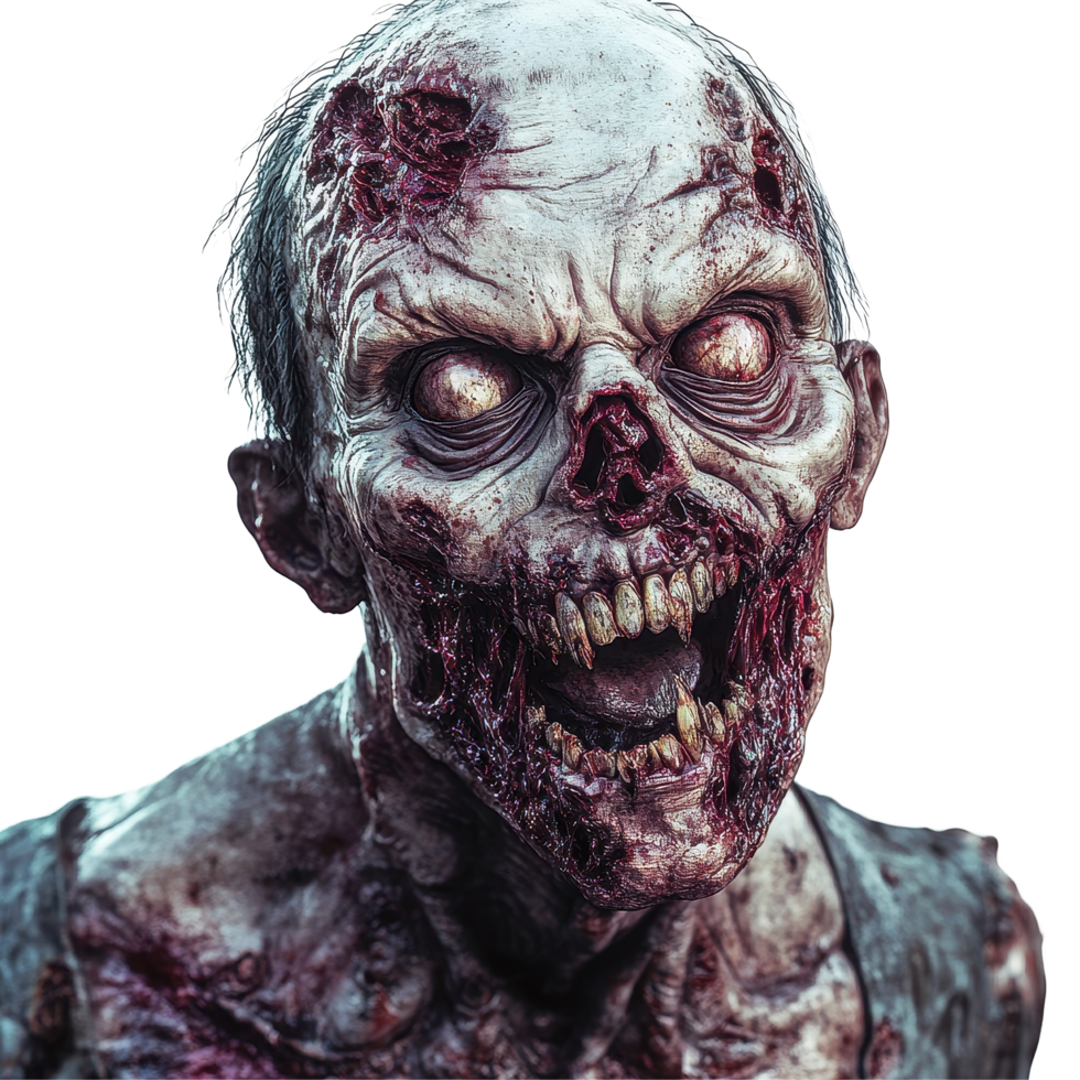 Terrifying zombie creature with decay and detail on blank Transparent background, Terrifying Zombie On background png