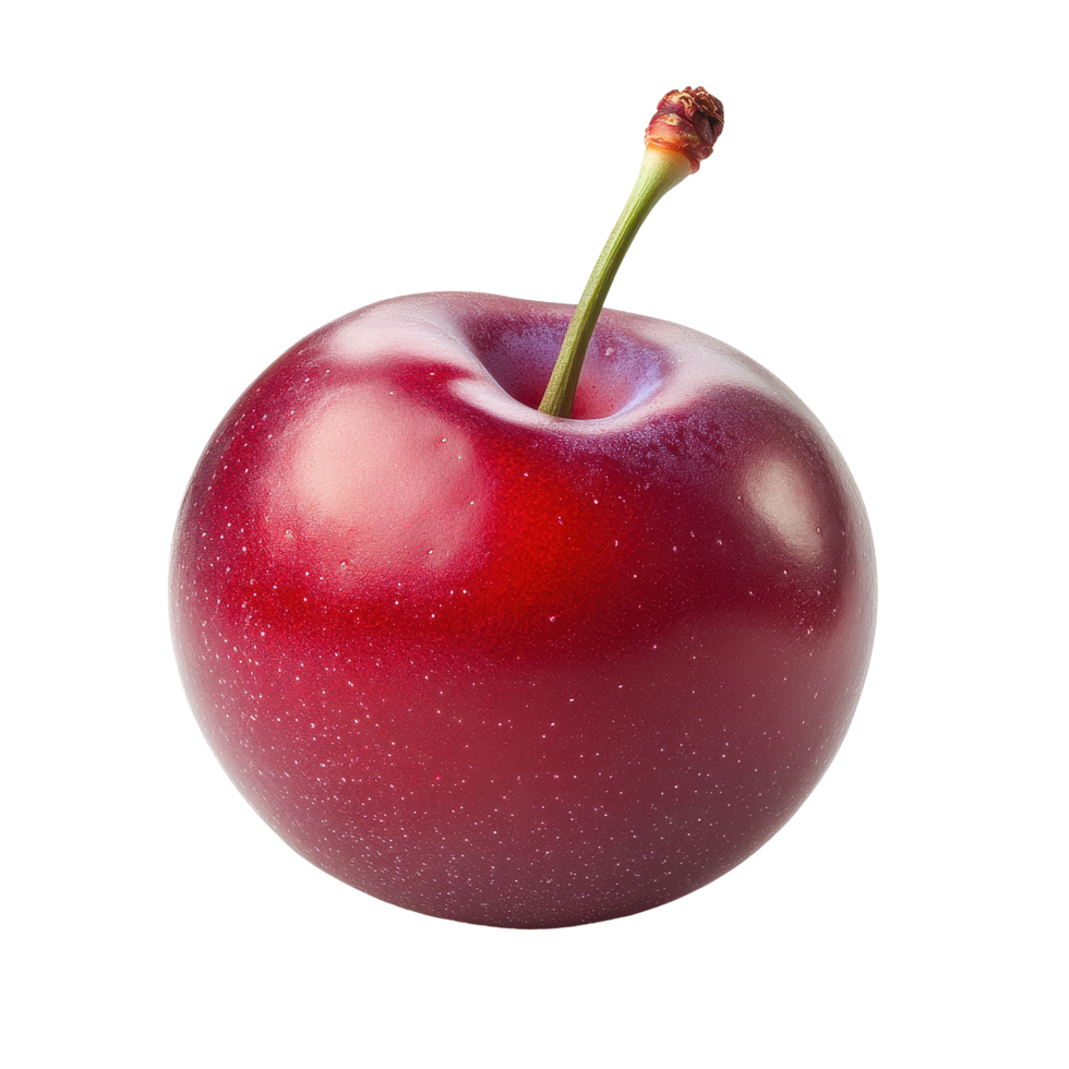 Fresh red cherry plum isolated with a smooth surface and bright color on a clean Transparent background, Red cherry plum isolated on background png