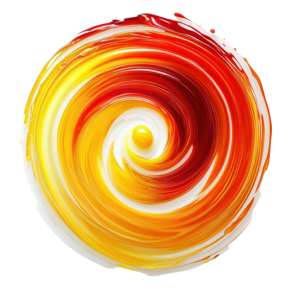 Vibrant red and yellow swirl design on a crisp Transparent background creating a mesmerizing effect, Red and Yellow Swirl realistic on background png
