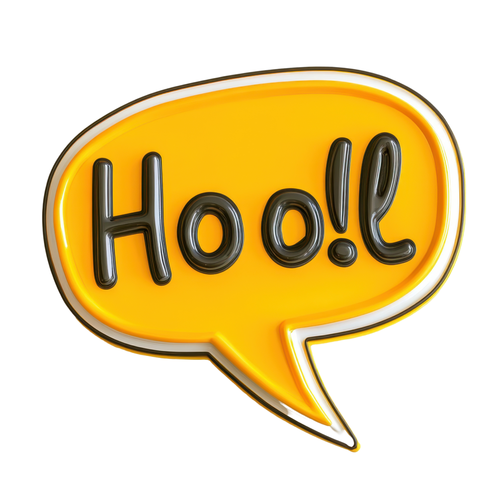 Bright yellow hello sign in a speech bubble design on a Transparent background inviting greetings and conversations, yellow hello sign with a speech bubble background png