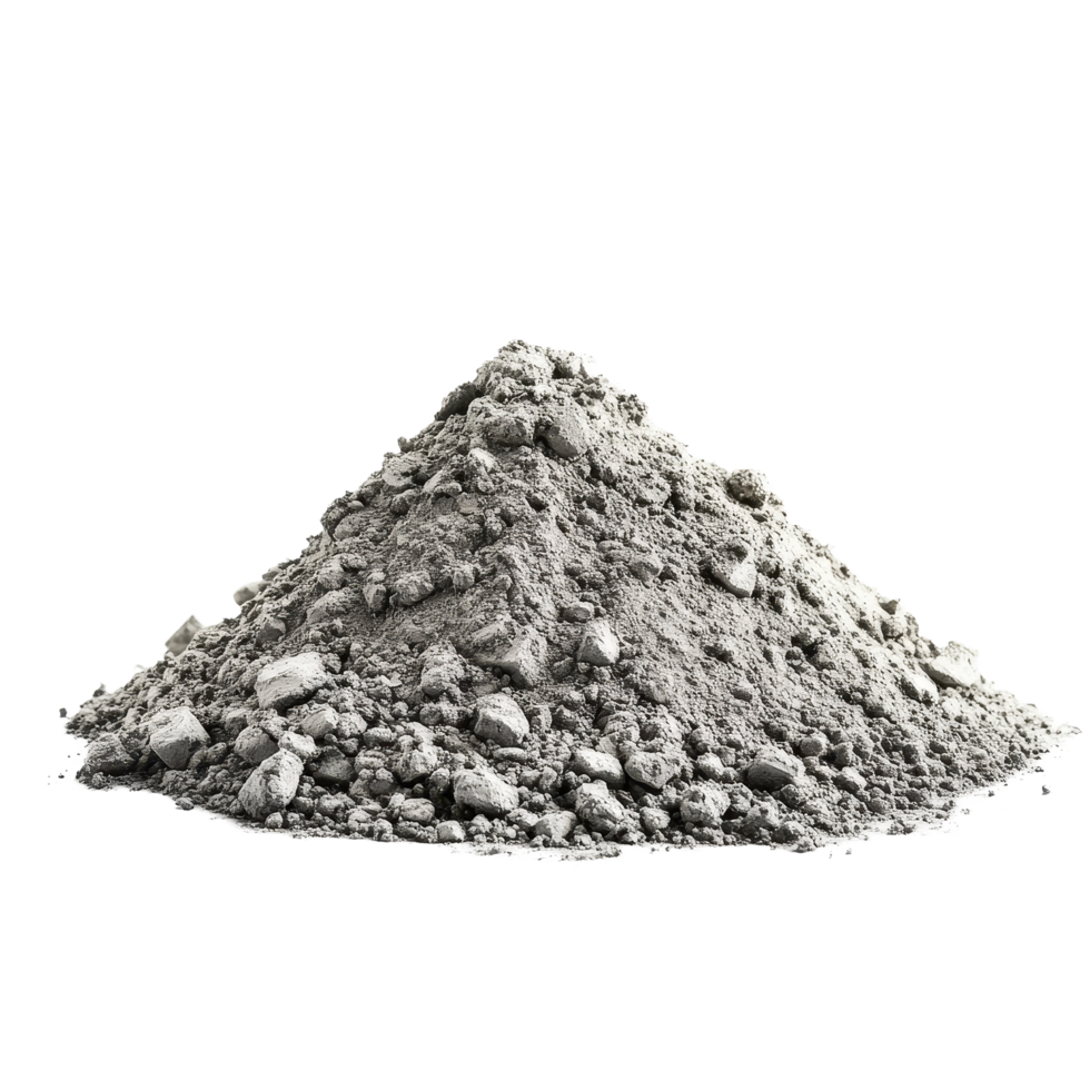Cement dust pile isolated on white background showcasing texture and details of construction materials, Cement dust pile isolated on white background png