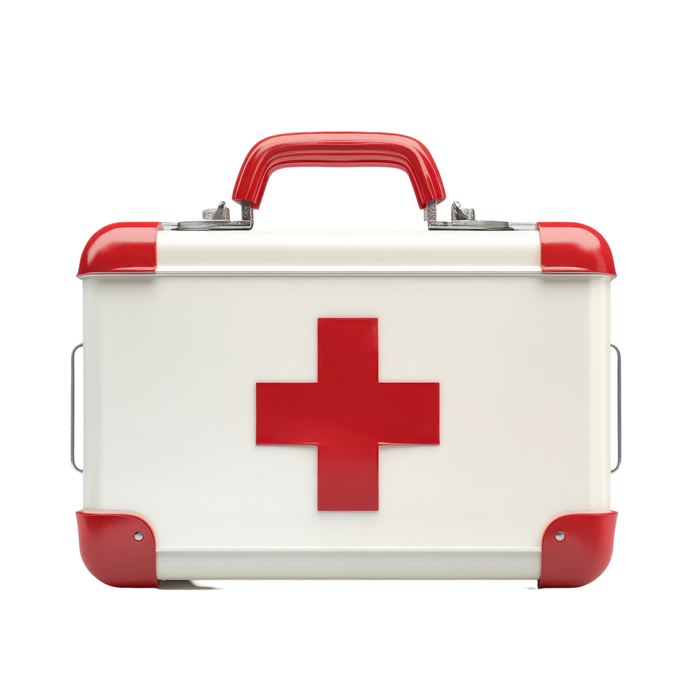 First aid kit ready for emergency situations on a clean white background, First aid kit isolated on white background png