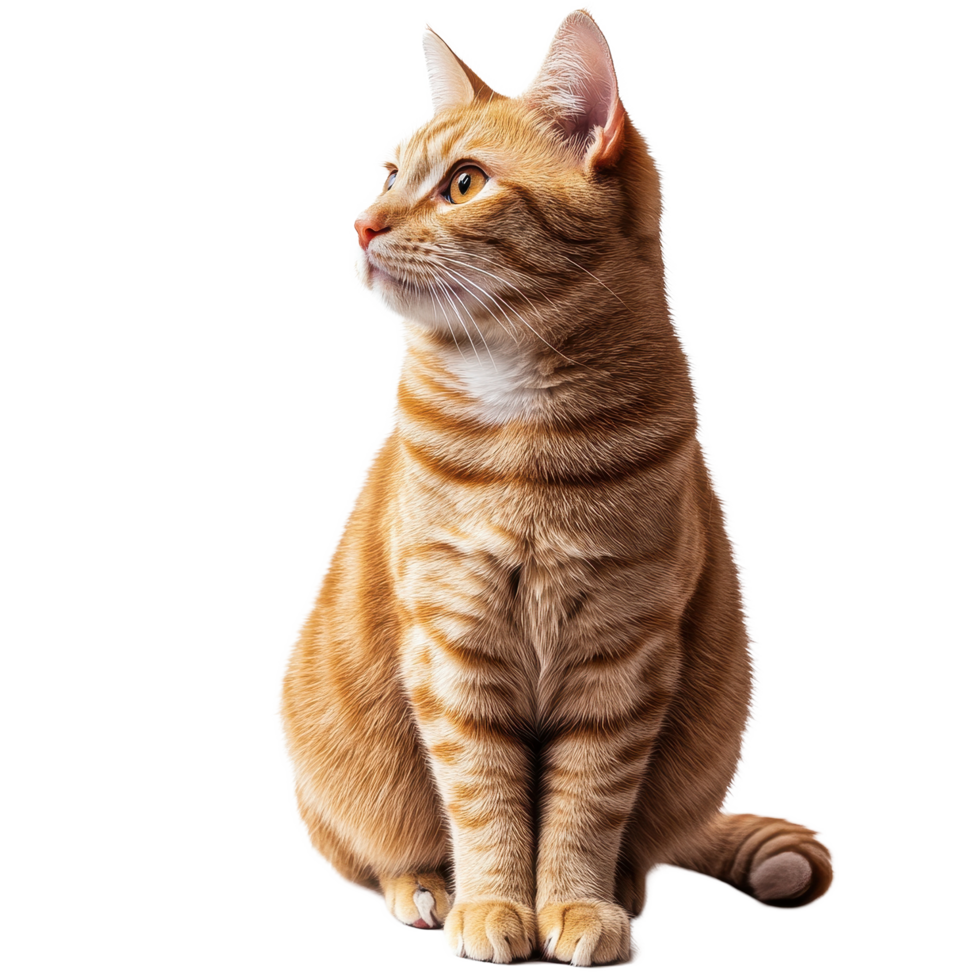 Adorable orange tabby cat sitting gracefully isolated on Transparent background, orange tabby cats isolated on background png