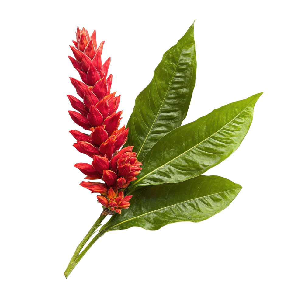 Broussonetia kurzii Corner blooms beautifully with vibrant red petals and glossy leaves, Flower of Sa lae or Broussonetia kurzii Corner on white background png