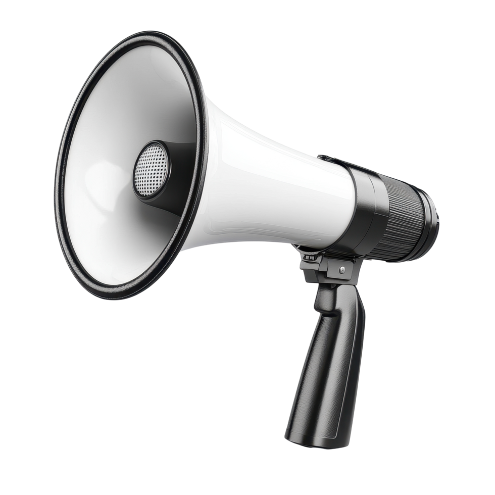 Megaphone speaker isolated on a Transparent background for public announcements and events, megaphone speaker object on isolated on background png