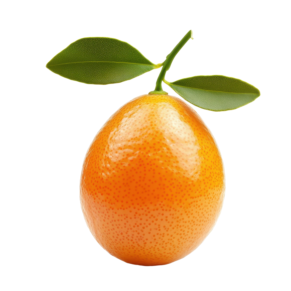Fresh orange kumquat with green leaves on a Transparent background, Orange kumquat isolated on background png