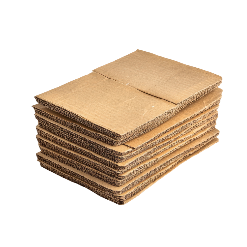 Stacked corrugated cardboard boxes isolated on a Transparent background for packaging and shipping purposes, Corrugated Boxisolated on background png