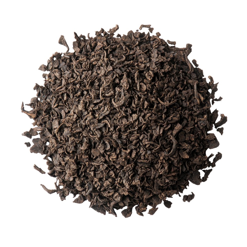 Dried loose leaf tea in fine texture isolated on a Transparent background for herbal infusion use, dry tea isolated on background png