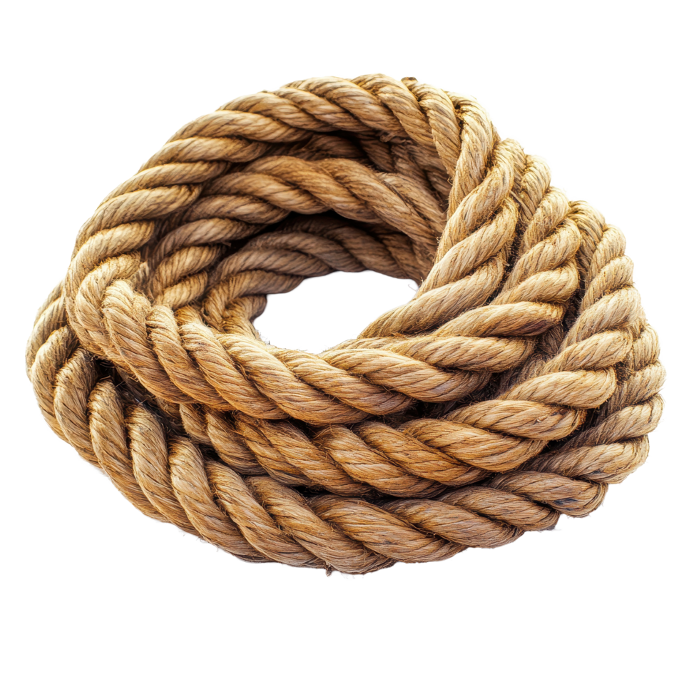 Close up of coiled rope on a Transparent background showcasing intricate textures and craftsmanship, Coiled rope on a background close up png
