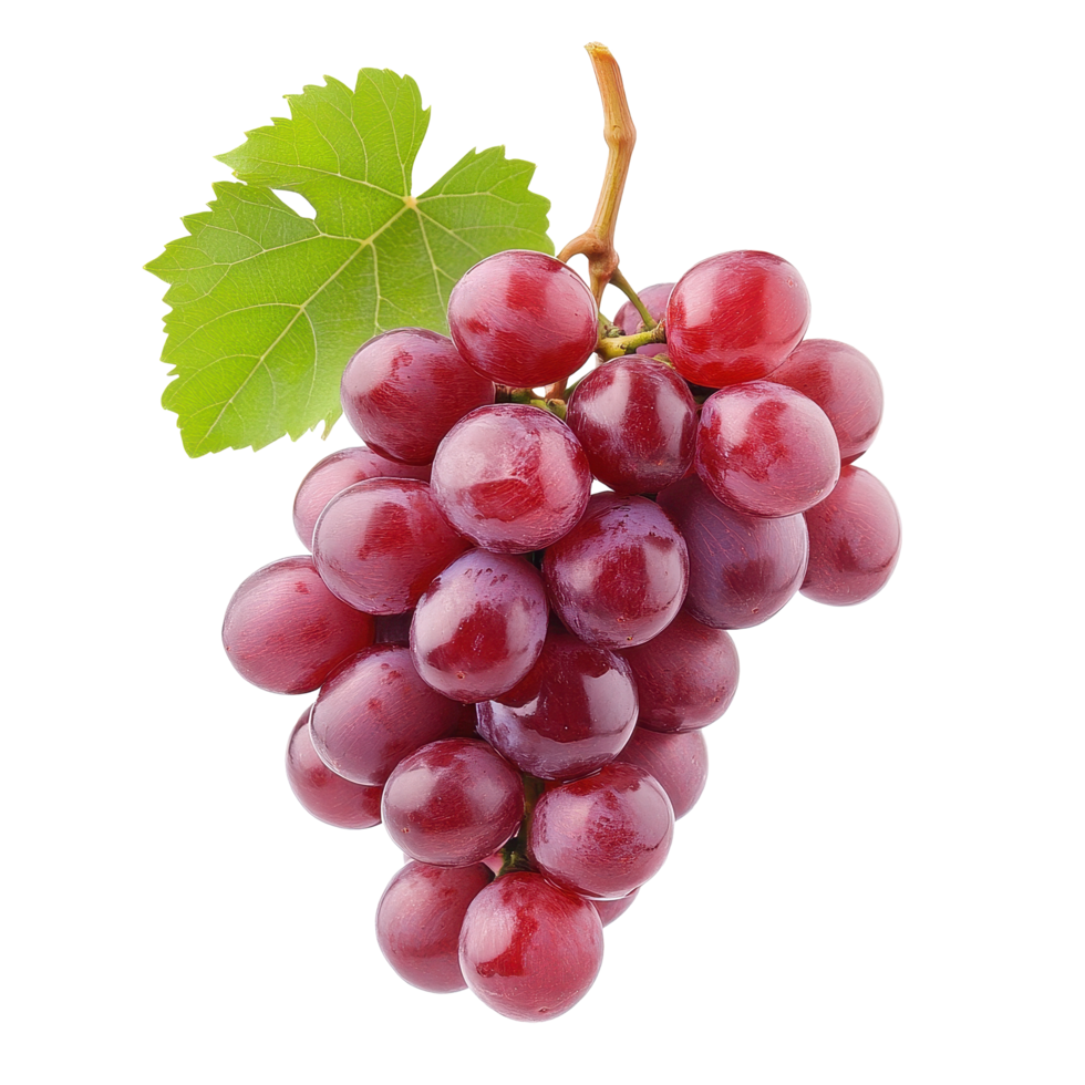Ripe red grapes on a transparent background showcasing their rich color and freshness, Ripe red grape on transparent png