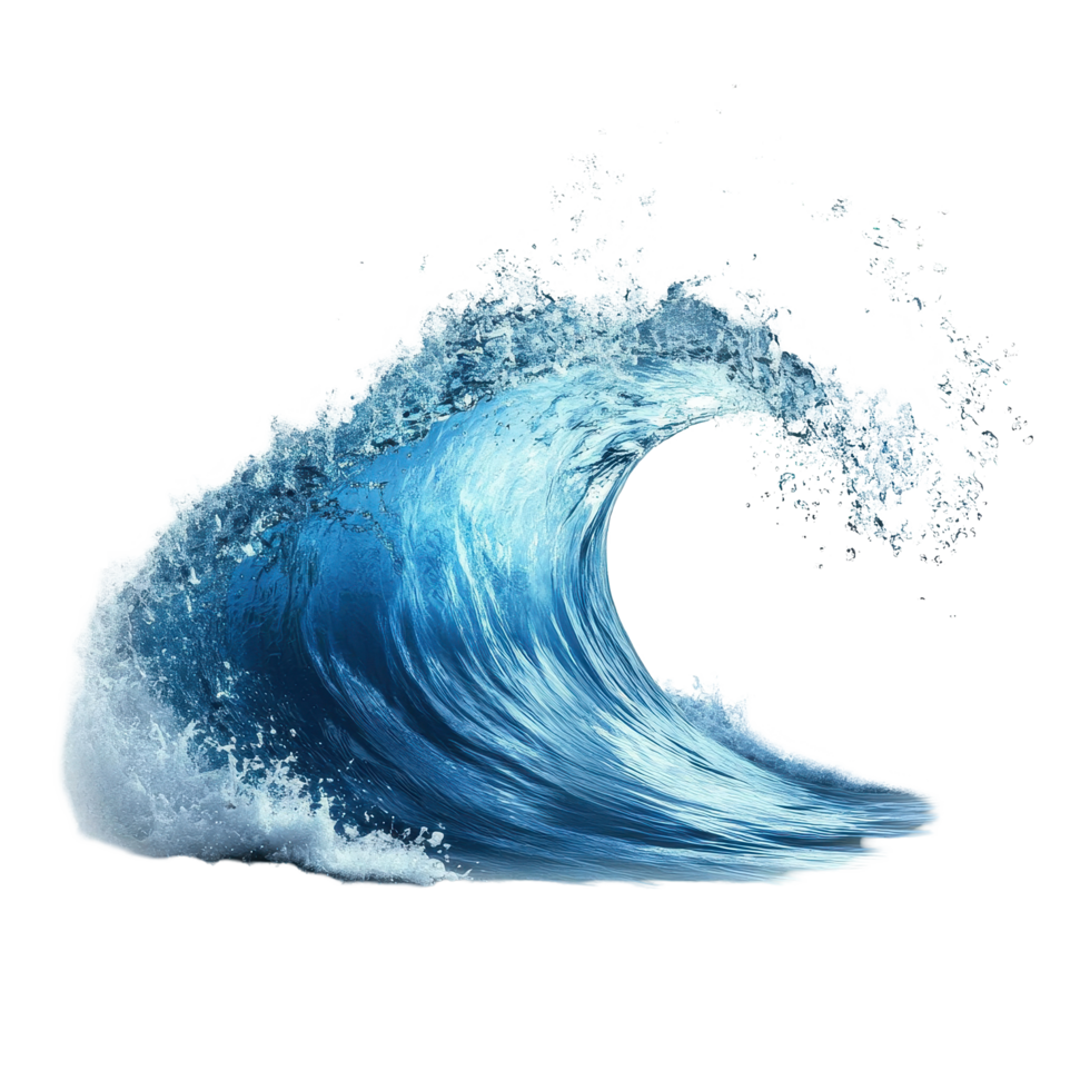 Ocean wave splashes dramatically against a Transparent background showcasing natural beauty, Ocean Wave with Splashing Water, isolated on background png