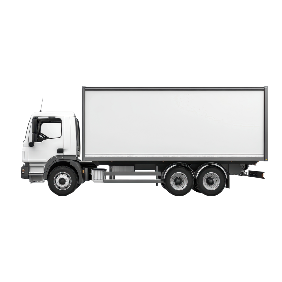 White delivery cargo truck mockup template for commercial use and design projects, car mockup template, white delivery cargo truck on isolated on white background png