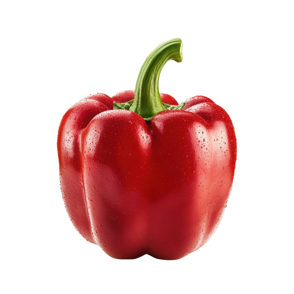 Fresh red sweet bell pepper isolated against a Transparent background for culinary presentations and healthy eating, red sweet bell pepper isolated on background png