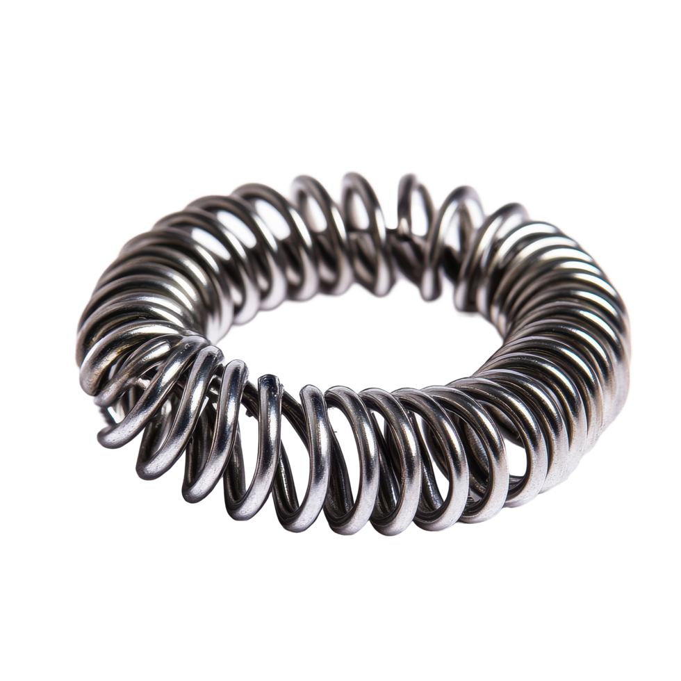 Compression spring isolated on a Transparent background showcasing its coil design and metallic finish, Compression Spring isolated on background png