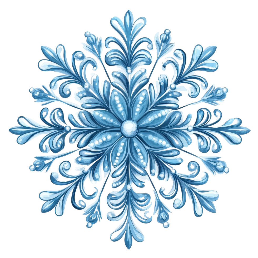Cartoon snowflake decoration with intricate design features isolated on white background, Cartoon snowflake decoration isolated on white background png