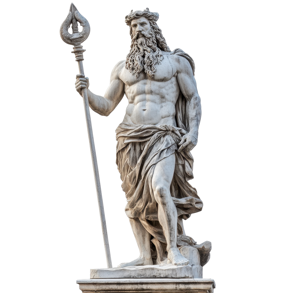Poseidon statue at Venice Italy showcasing elaborate craftsmanship in a vibrant cultural setting, Poseidon statue at Venice Italy isolated on White background png