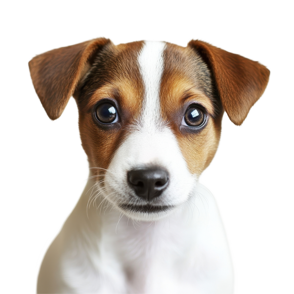 Adorable small Jack Russell terrier with expressive eyes against a Transparent background, Cute small dog Jack Russell terrier on background png