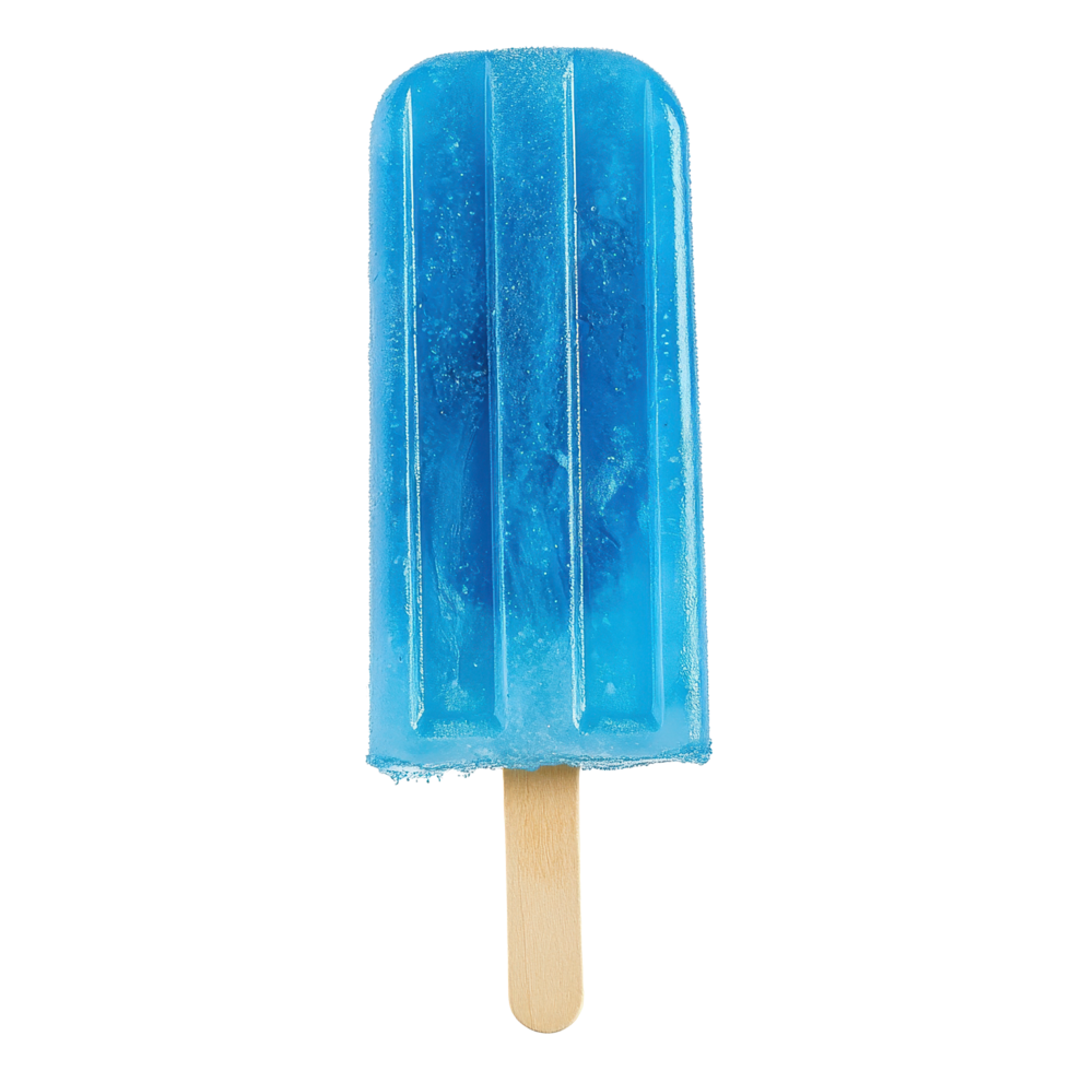 Bright blue popsicle on a stick isolated with a transparent background for summer refreshment ideas, Single blue popsicle isolated on a transparent or isolated on Transparent background png