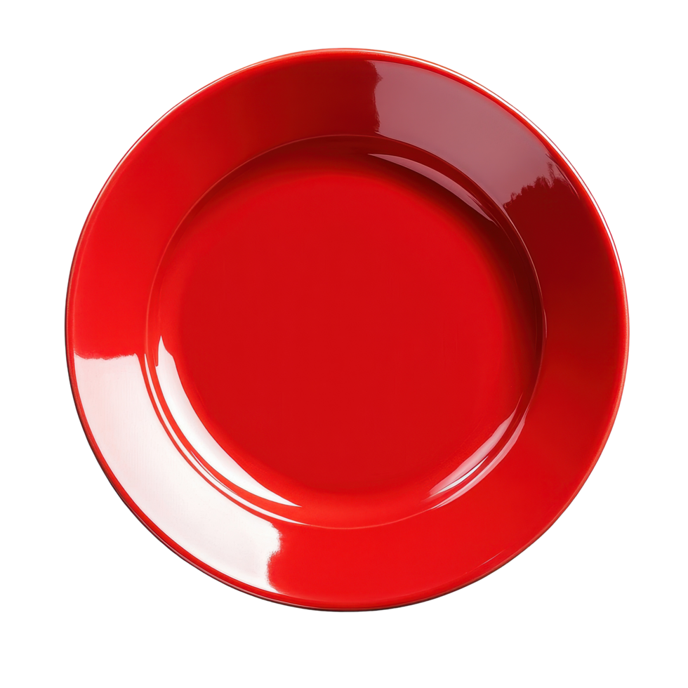 Empty red plate on a white background suitable for various culinary uses and presentations, empty red plateisolated on white background png