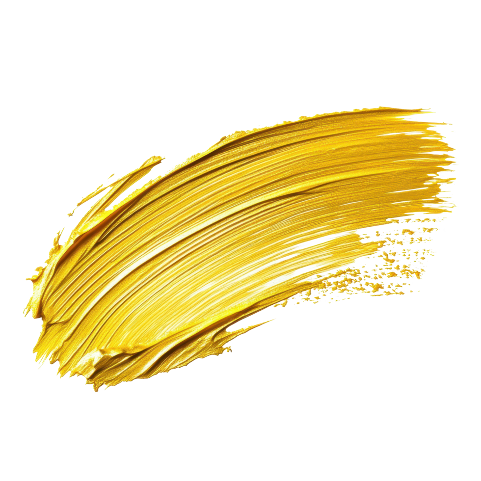 Elegant golden brushstroke on a white background showcasing rich tones and smooth texture for artistic design, Golden brushstroke isolated on white background png