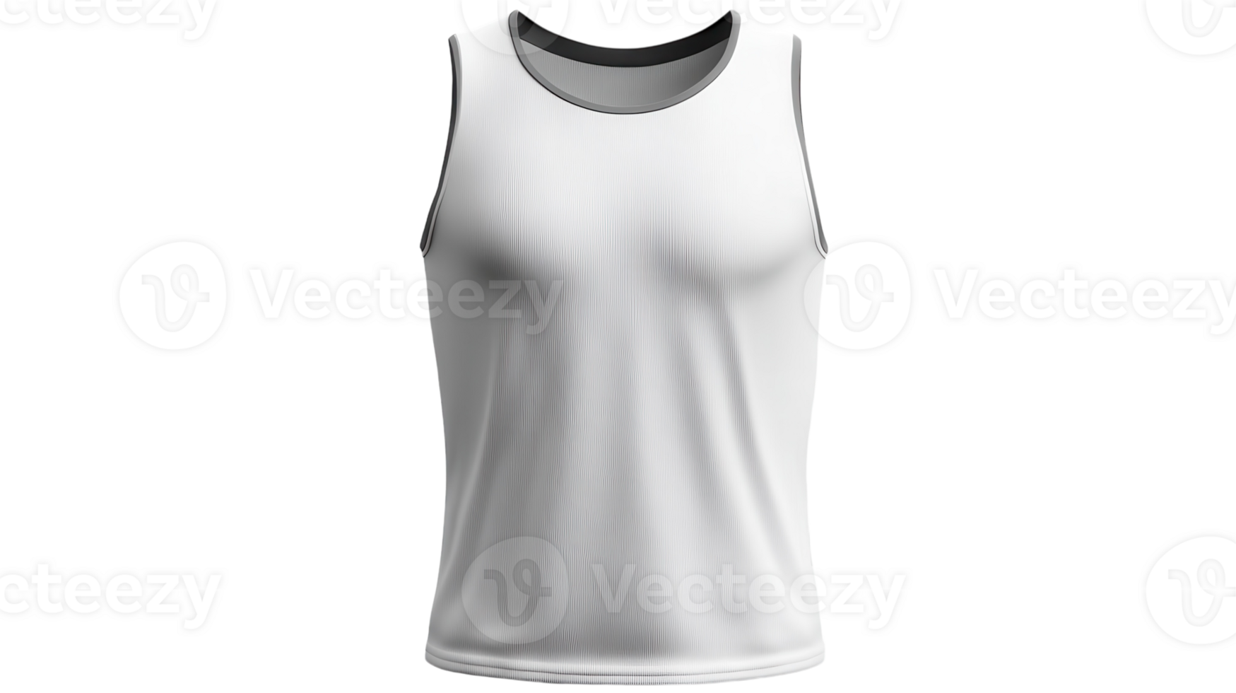 A plain white sleeveless shirt displayed against a transparent background, perfect for casual wear or sports activities. png