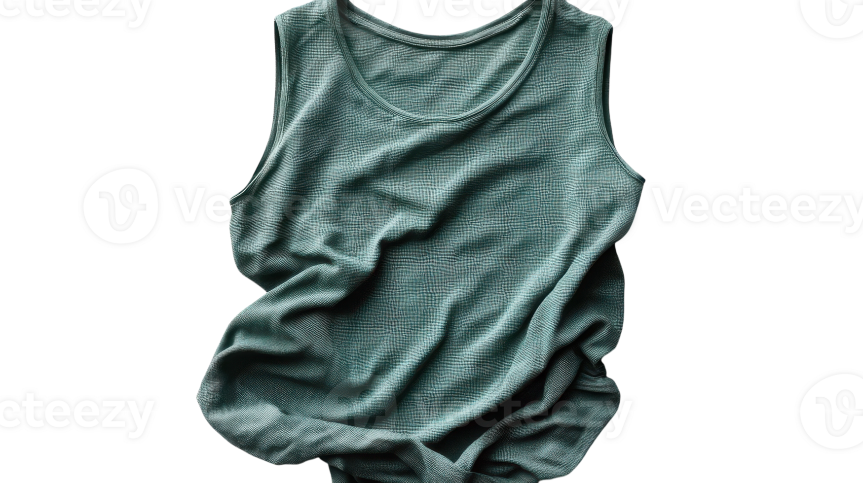 Casual green tank top displayed on a transparent background for fashion design and apparel showcasing purposes. png