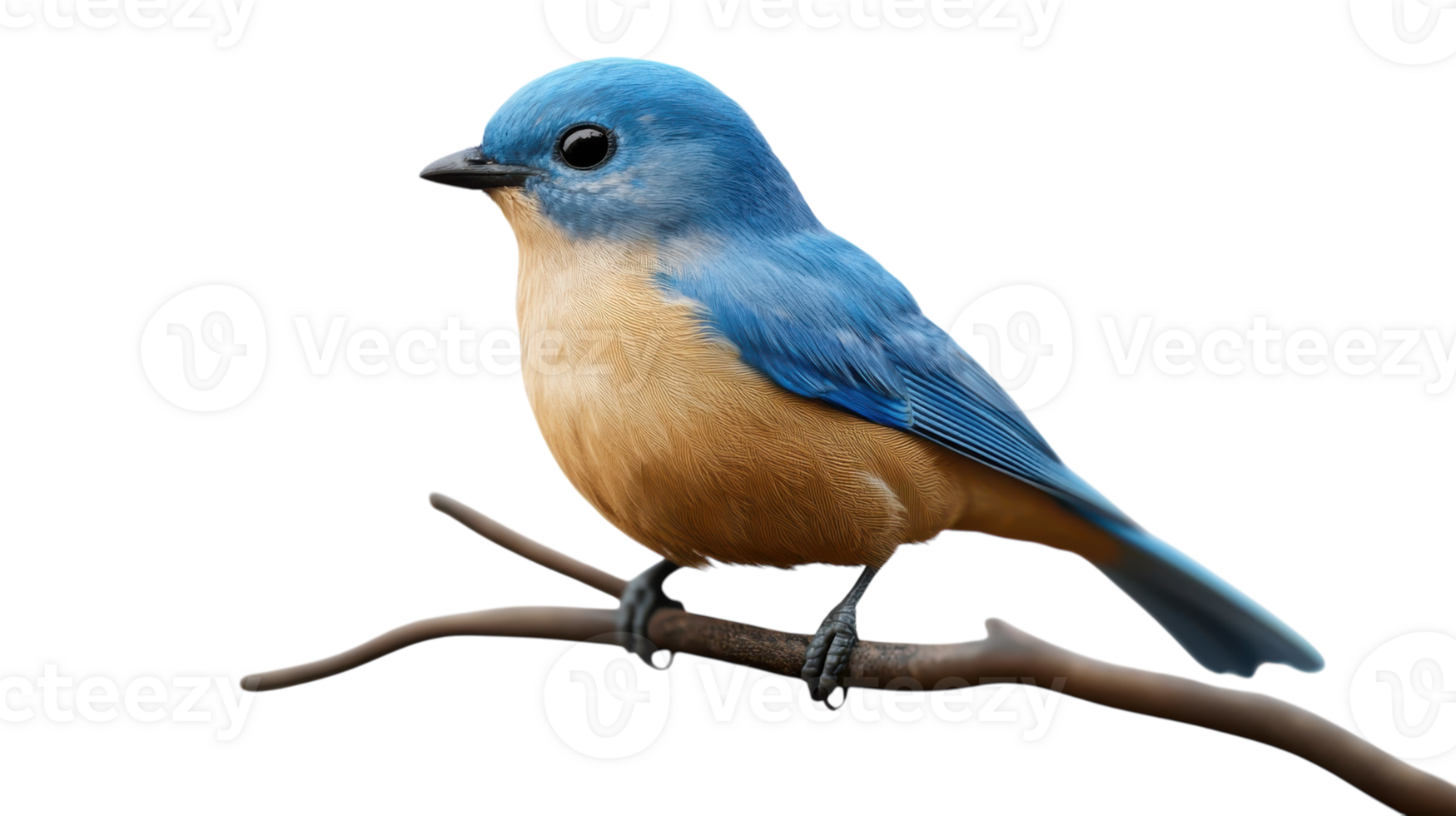 A vibrant bluebird perched on a slender branch, showcasing its striking colors in a natural setting. png