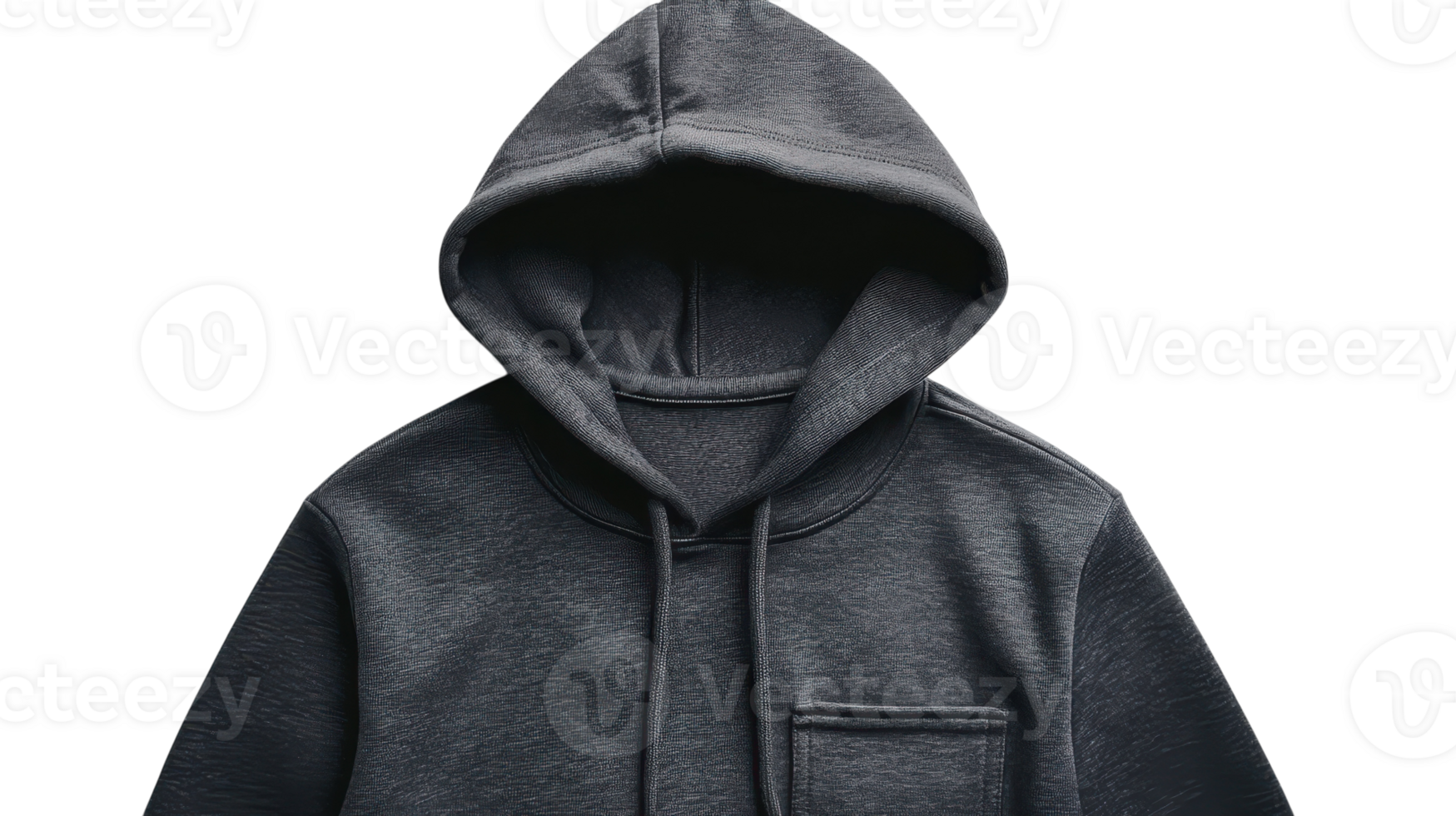 A comfortable black hooded sweatshirt displayed against a transparent background for online clothing catalog use. png