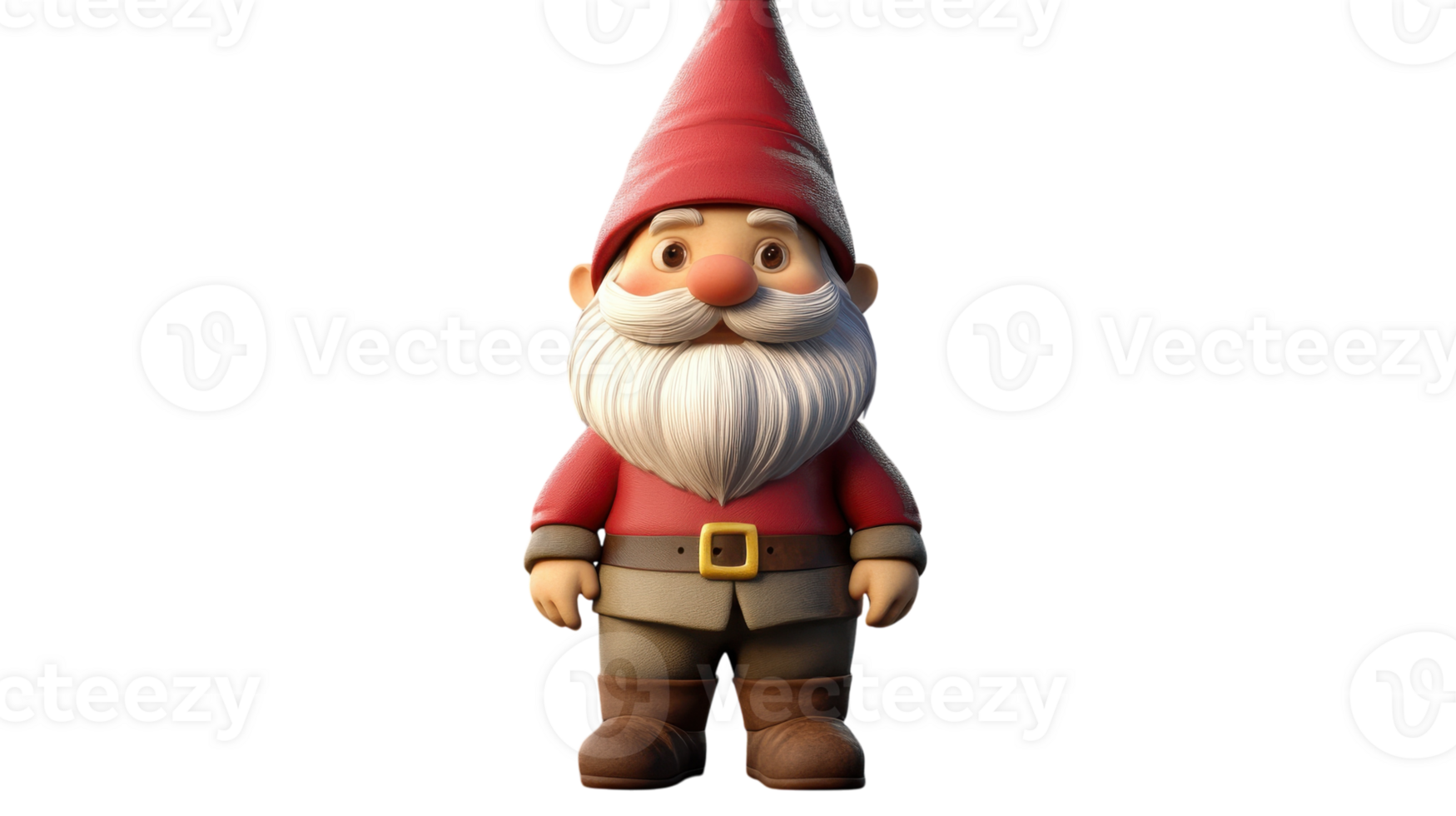A cheerful garden gnome stands proudly in a vibrant red hat and attire, ready to add charm to any outdoor space during spring. png
