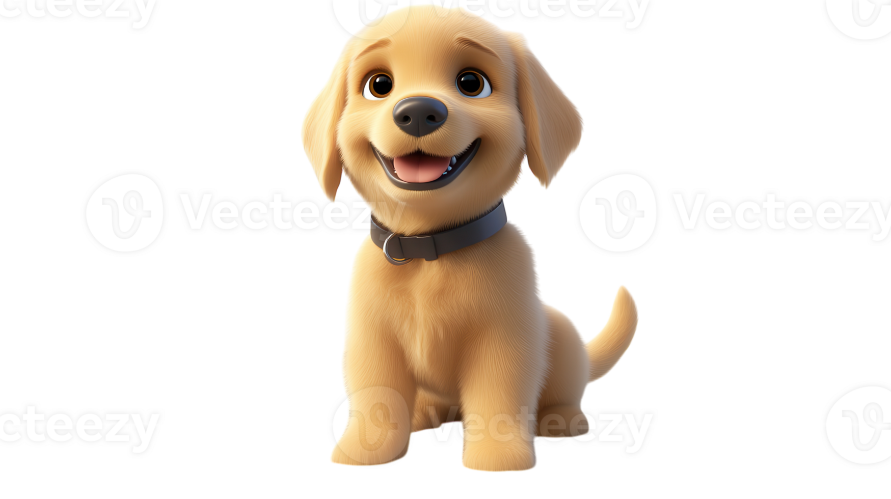 A cheerful cartoon puppy sits contently, showcasing its playful spirit in a vibrant animated style. png