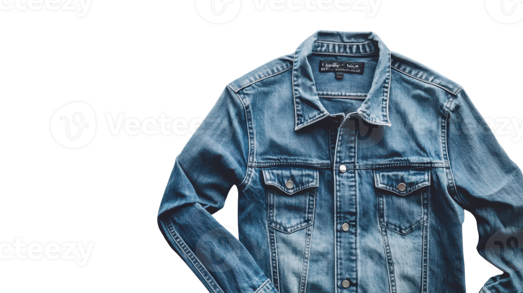 Stylish denim jacket displayed on a neutral background, showcasing casual fashion for all seasons. png